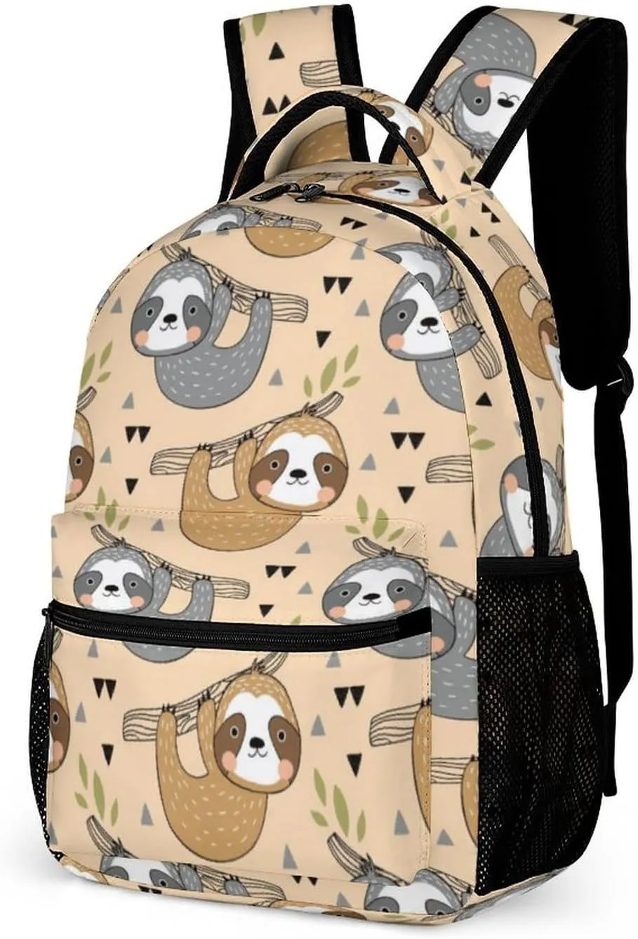 Sloth Backpack for Kids Girls Boys School, 16 Inches Cute Sloths Theme Bookbag, Adjustable, Lightweight, Large Capacity, Colorful Daily Casual Backpacks