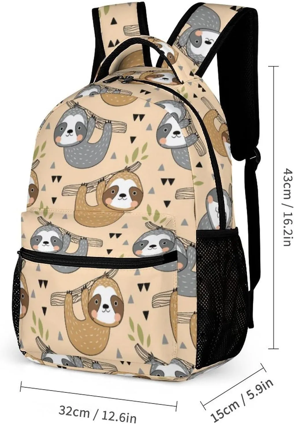 Sloth Backpack for Kids Girls Boys School, 16 Inches Cute Sloths Theme Bookbag, Adjustable, Lightweight, Large Capacity, Colorful Daily Casual Backpacks