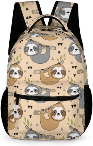 Sloth Backpack for Kids Girls Boys School, 16 Inches Cute Sloths Theme Bookbag, Adjustable, Lightweight, Large Capacity, Colorful Daily Casual Backpacks