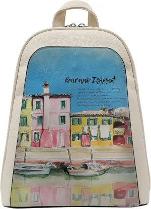 Small Backpack for Women - Vegan Leather and Unique Design Handmade Backpack Purse for Women, Burano Island Design