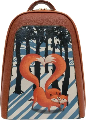 Small Backpack for Women - Vegan Leather and Unique Design Handmade Backpack Purse for Women, Cuddling Season Design