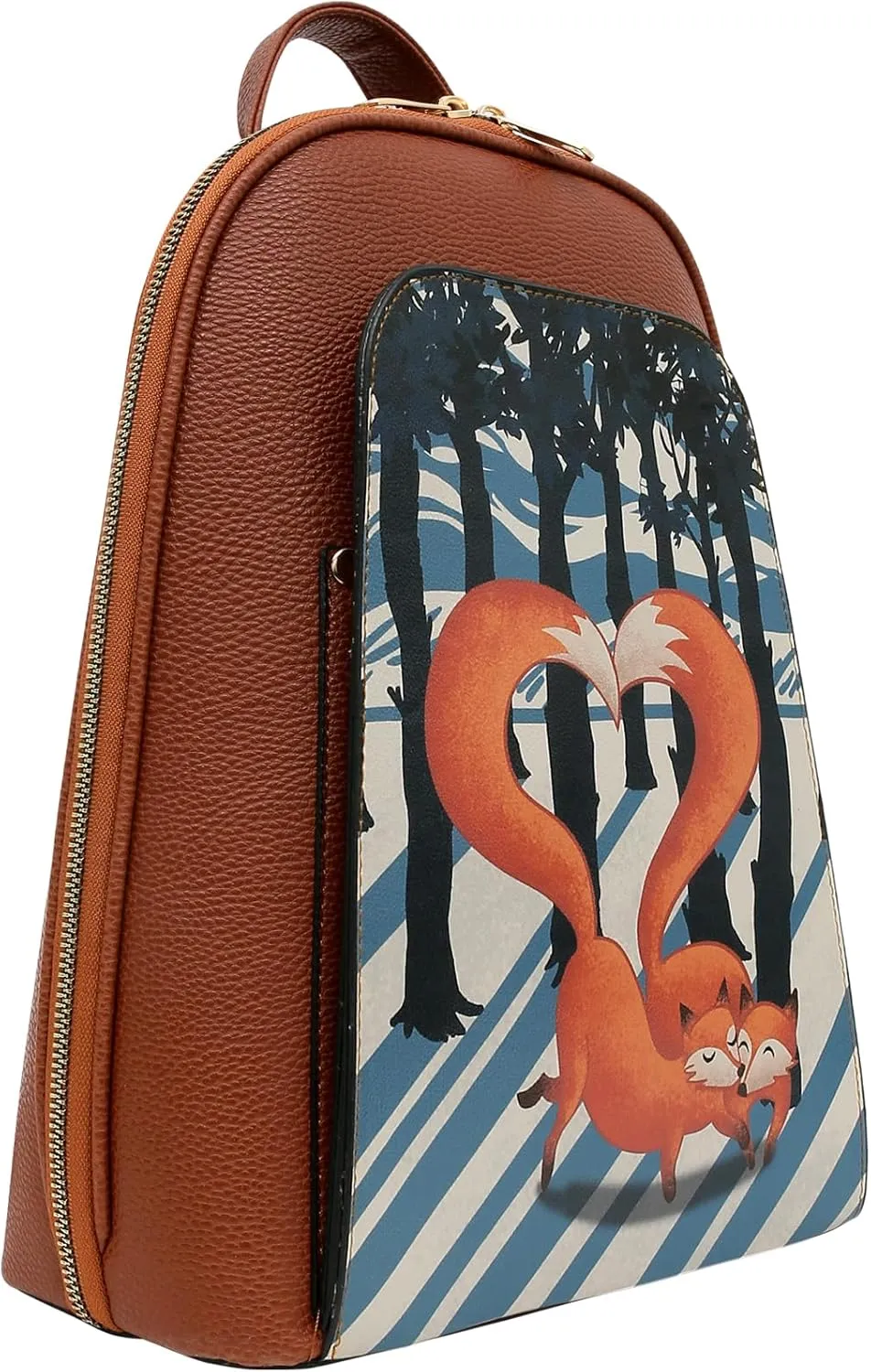 Small Backpack for Women - Vegan Leather and Unique Design Handmade Backpack Purse for Women, Cuddling Season Design