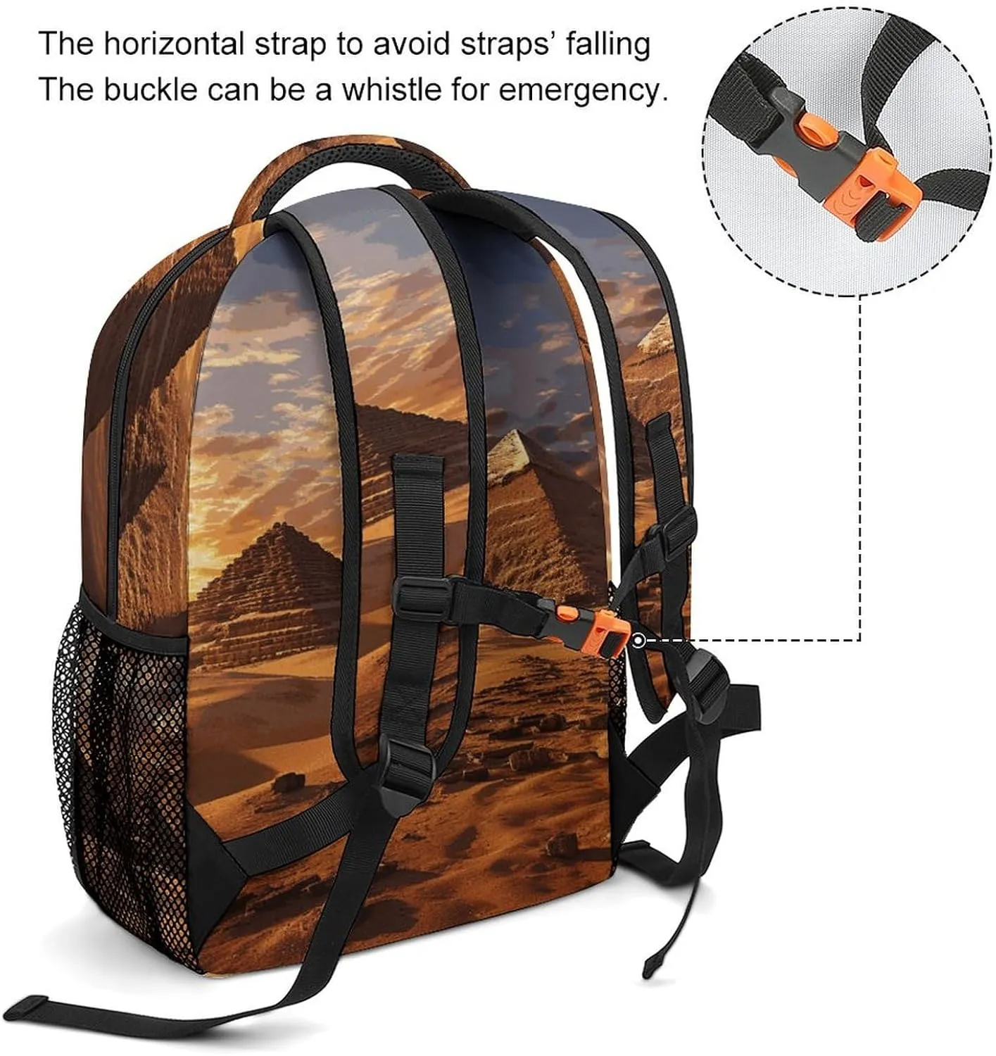 Small Backpacks Personalized Egyptian Pyramids Printing Travel Bag Lightweight Travel Backpack For Women Men