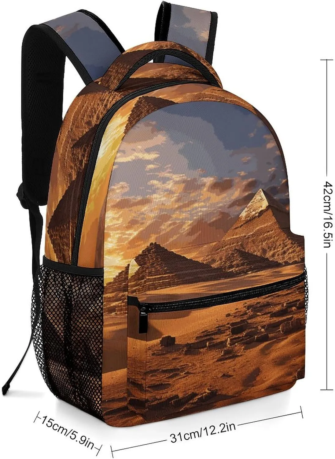 Small Backpacks Personalized Egyptian Pyramids Printing Travel Bag Lightweight Travel Backpack For Women Men