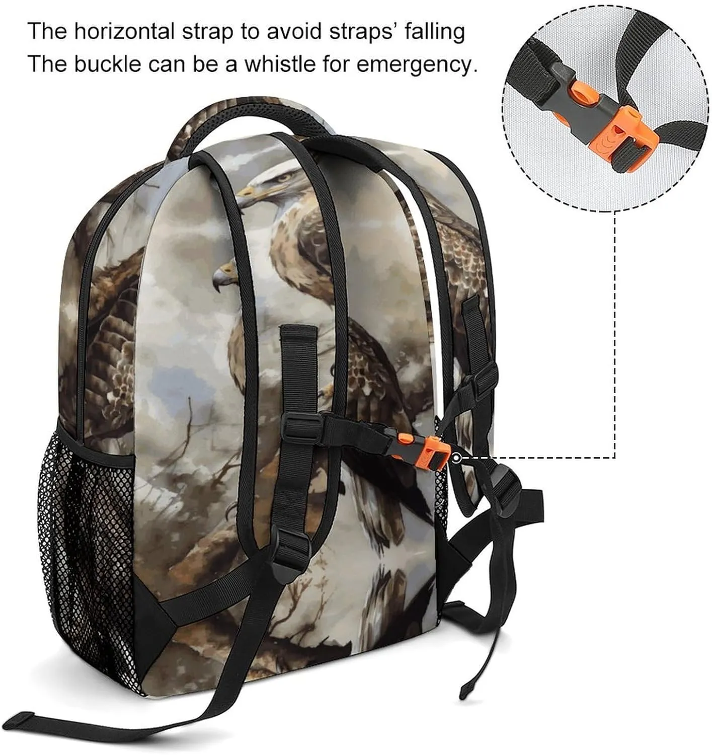 Small Backpacks Personalized Hawk Sitting in The Tree Printing Travel Bag Lightweight Travel Backpack For Women Men