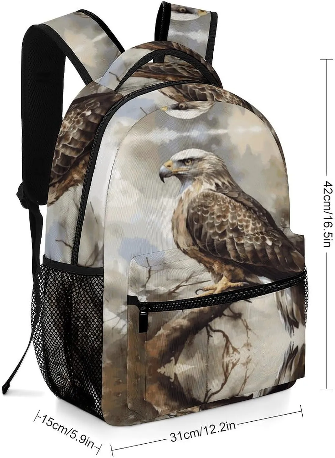 Small Backpacks Personalized Hawk Sitting in The Tree Printing Travel Bag Lightweight Travel Backpack For Women Men