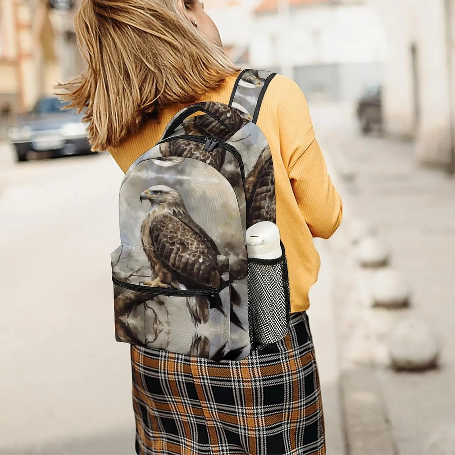Small Backpacks Personalized Hawk Sitting in The Tree Printing Travel Bag Lightweight Travel Backpack For Women Men