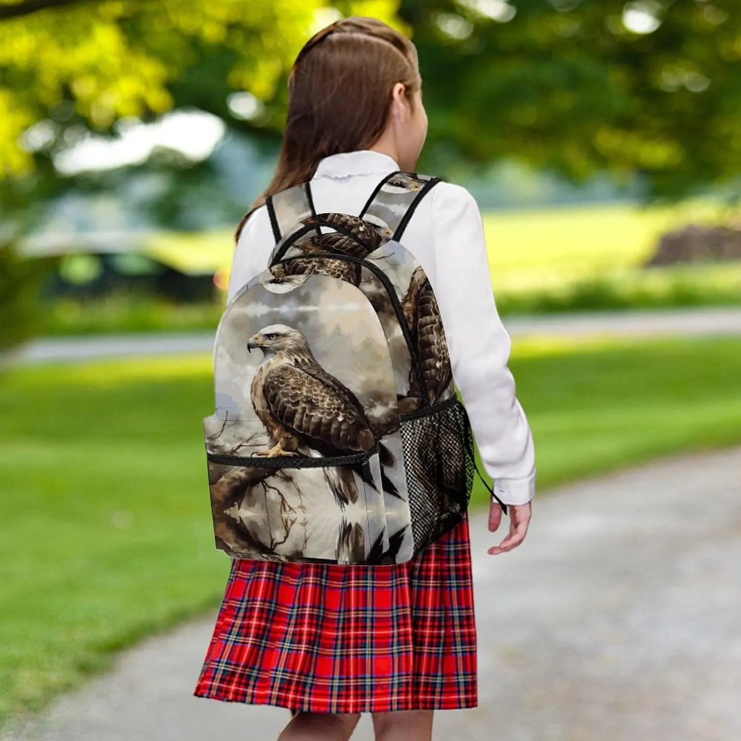 Small Backpacks Personalized Hawk Sitting in The Tree Printing Travel Bag Lightweight Travel Backpack For Women Men