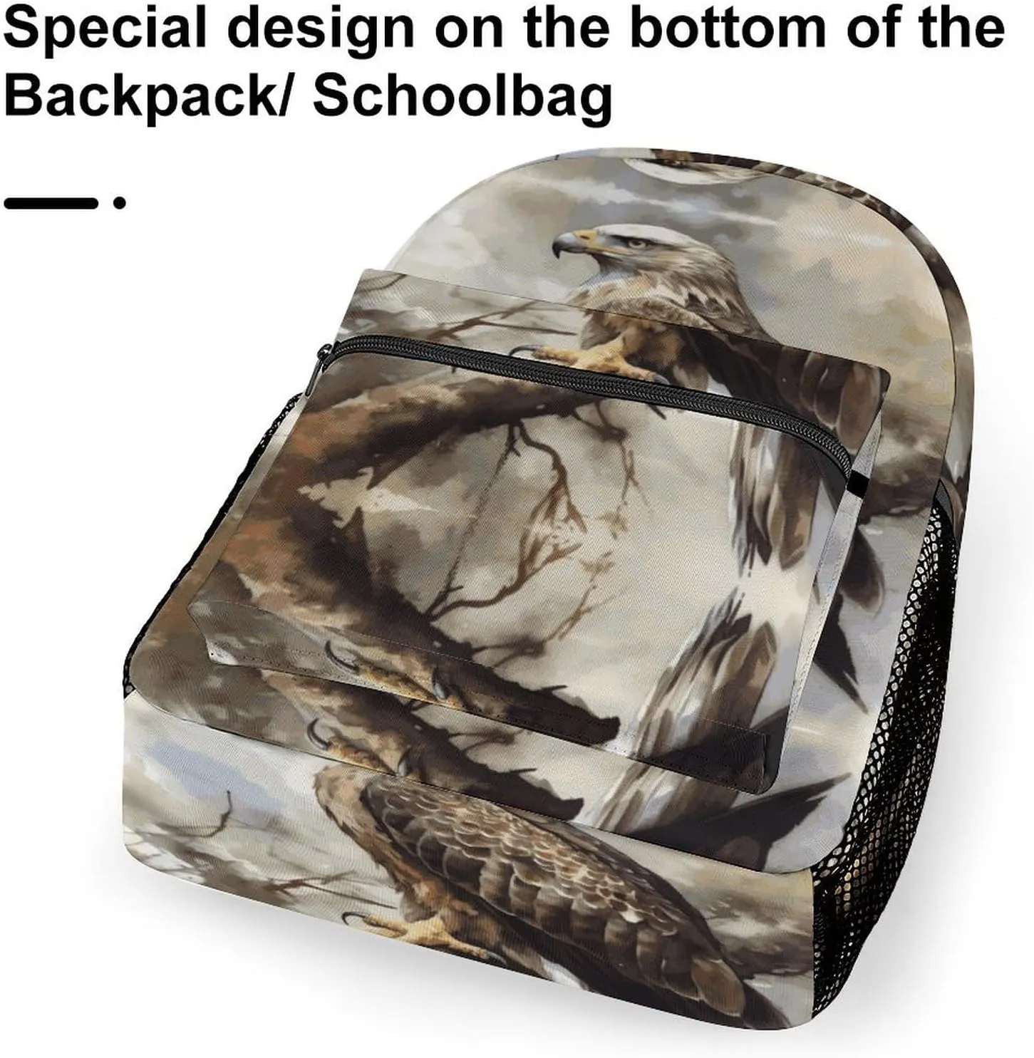 Small Backpacks Personalized Hawk Sitting in The Tree Printing Travel Bag Lightweight Travel Backpack For Women Men