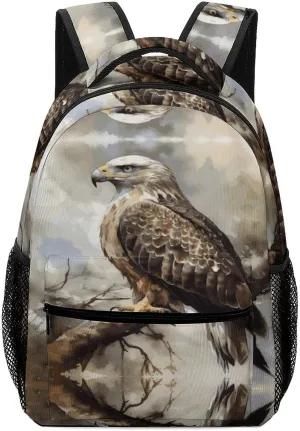 Small Backpacks Personalized Hawk Sitting in The Tree Printing Travel Bag Lightweight Travel Backpack For Women Men