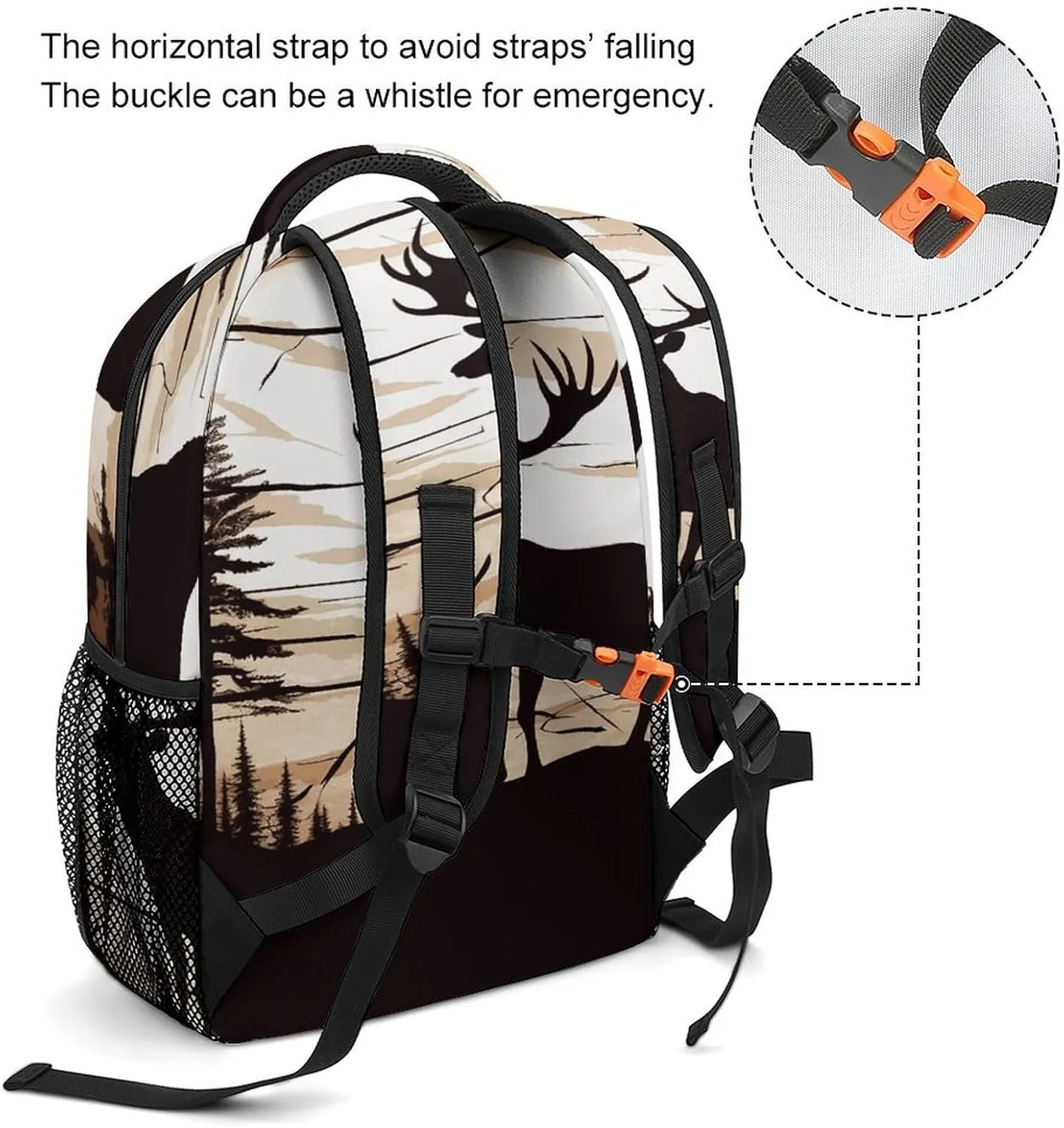 Small Backpacks Personalized Wild Elk Silhouette Printing Travel Bag Lightweight Travel Backpack For Women Men