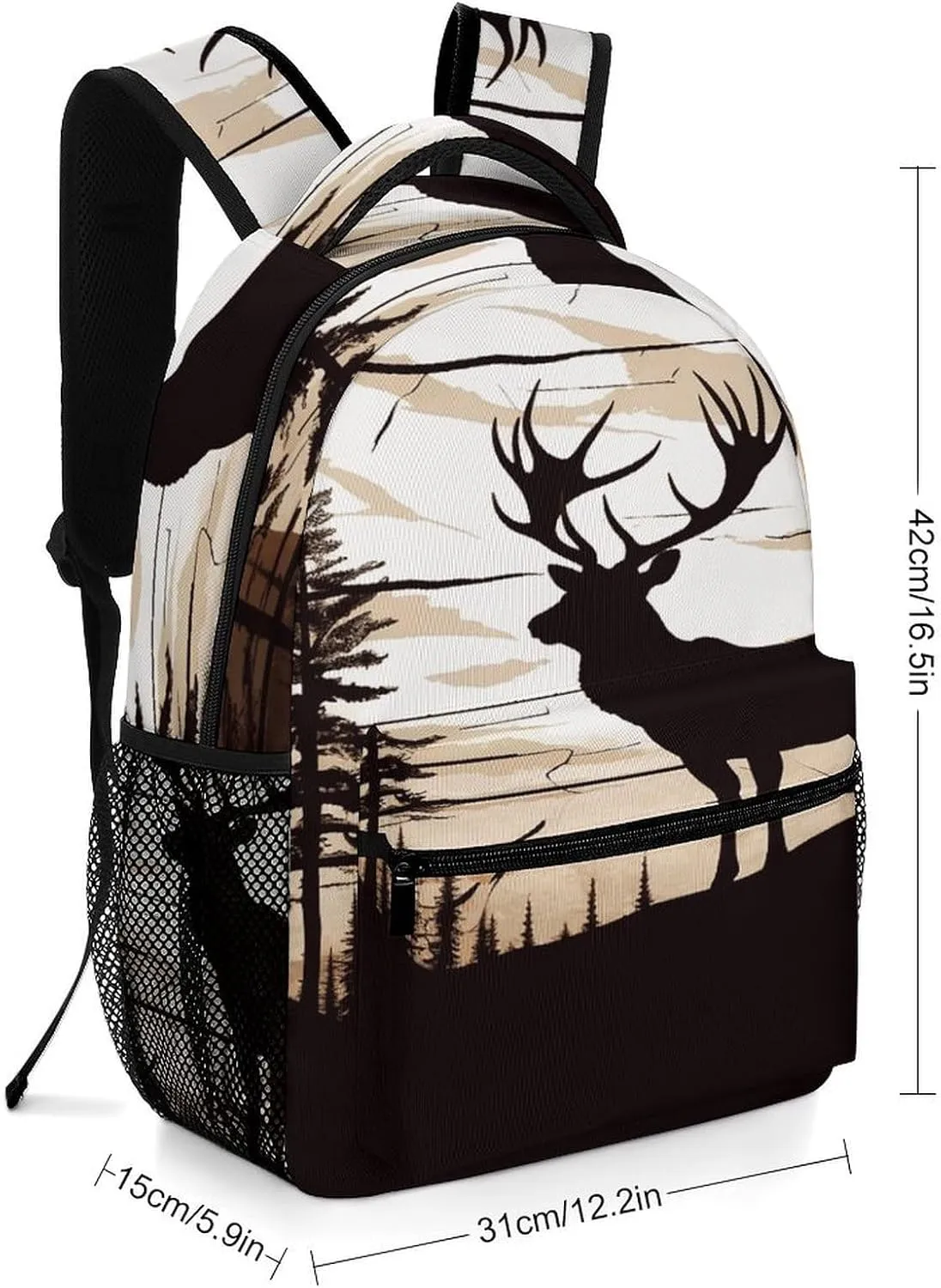 Small Backpacks Personalized Wild Elk Silhouette Printing Travel Bag Lightweight Travel Backpack For Women Men