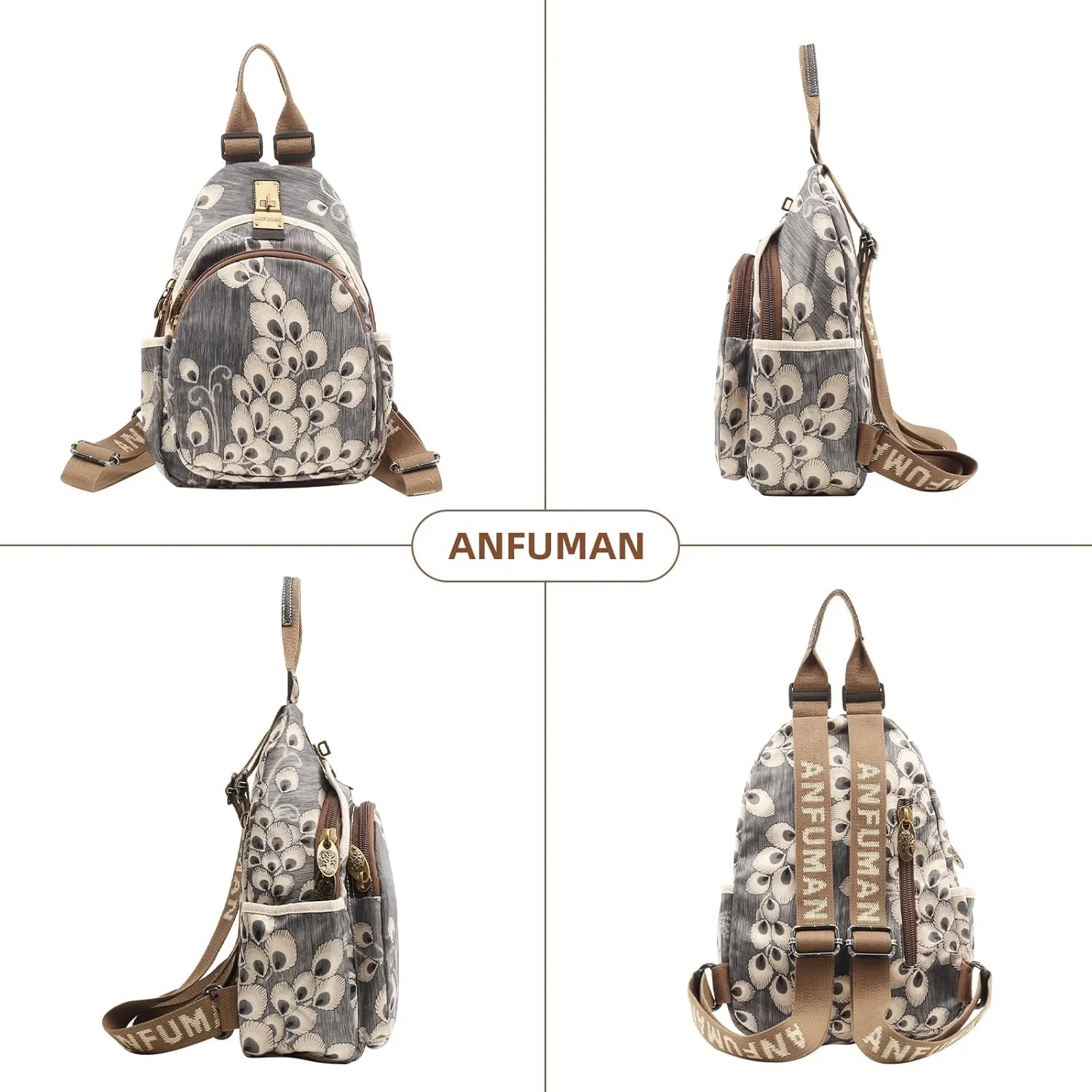 Small Backpacks Purse for Women Mini Waterproof Colorful Print Backpack Leisure Travel Bags (Blue feather)
