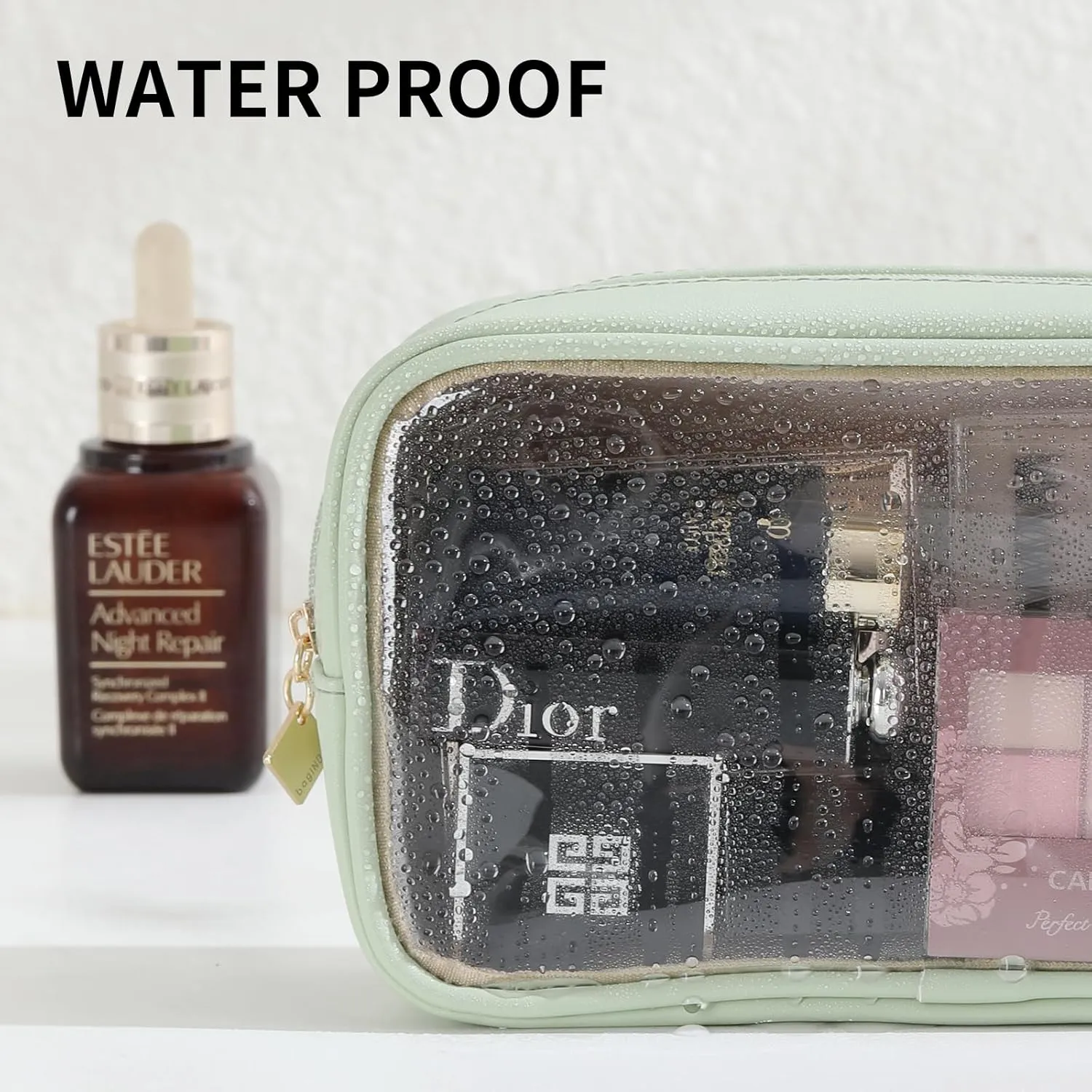 Small Makeup Bag for Purse,Clear Cosmetic Bag for Travel, Organizer Bag for Accessories Green