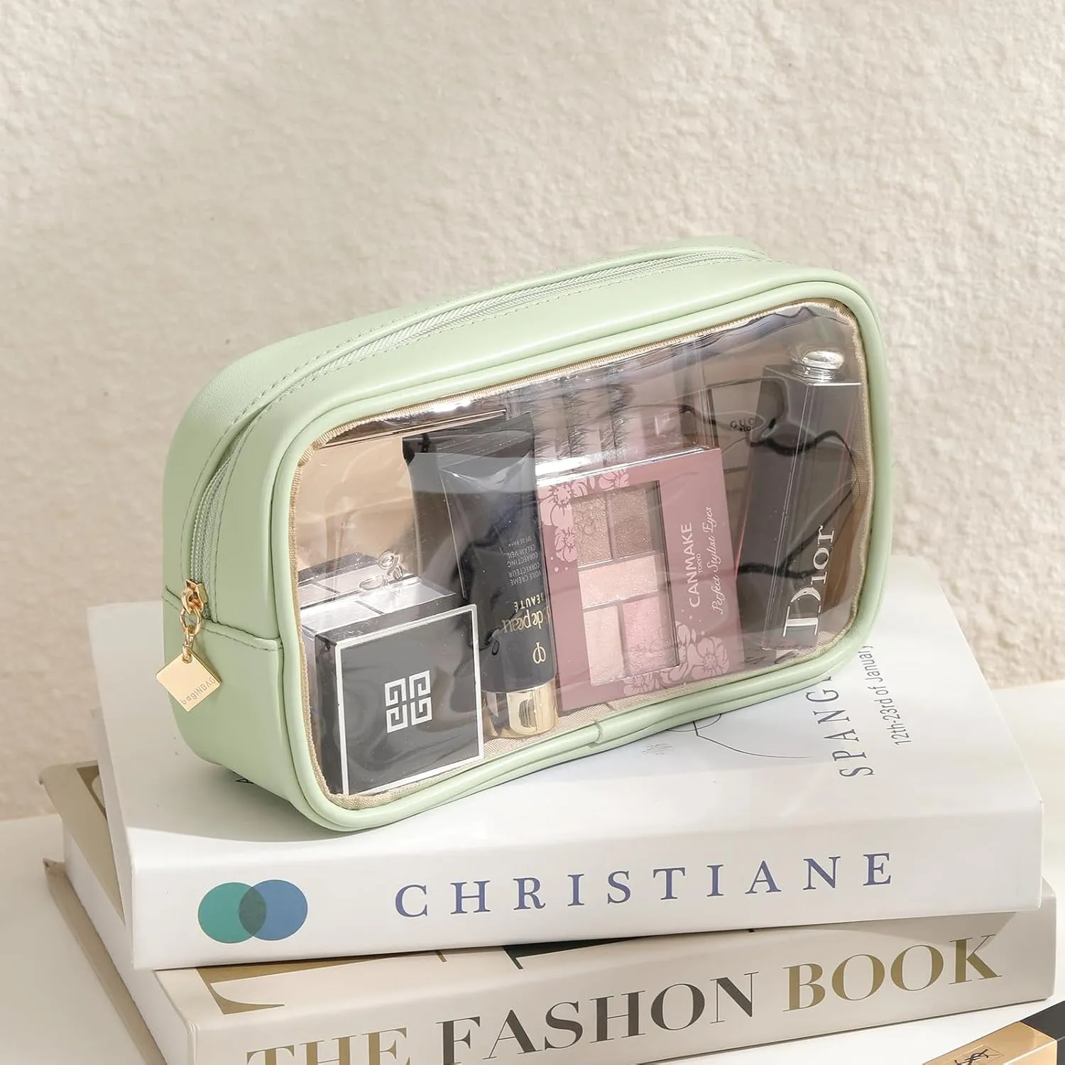 Small Makeup Bag for Purse,Clear Cosmetic Bag for Travel, Organizer Bag for Accessories Green