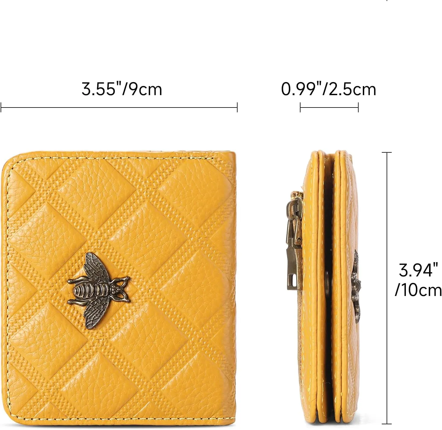 Small Wallet Women Compact RFID Blocking Credit Card Holder Bifold Genuine Leather Wallets with Zipper Coin Pocket
