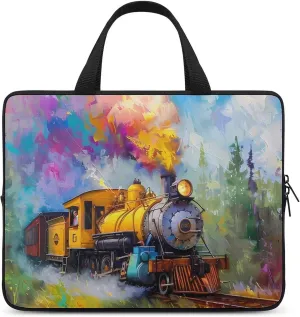 Smoke Steam Train Painting Laptop Sleeve Bag Printed Protective Laptop Case Briefcase Handbag for 10/12/13/15/17 Inch