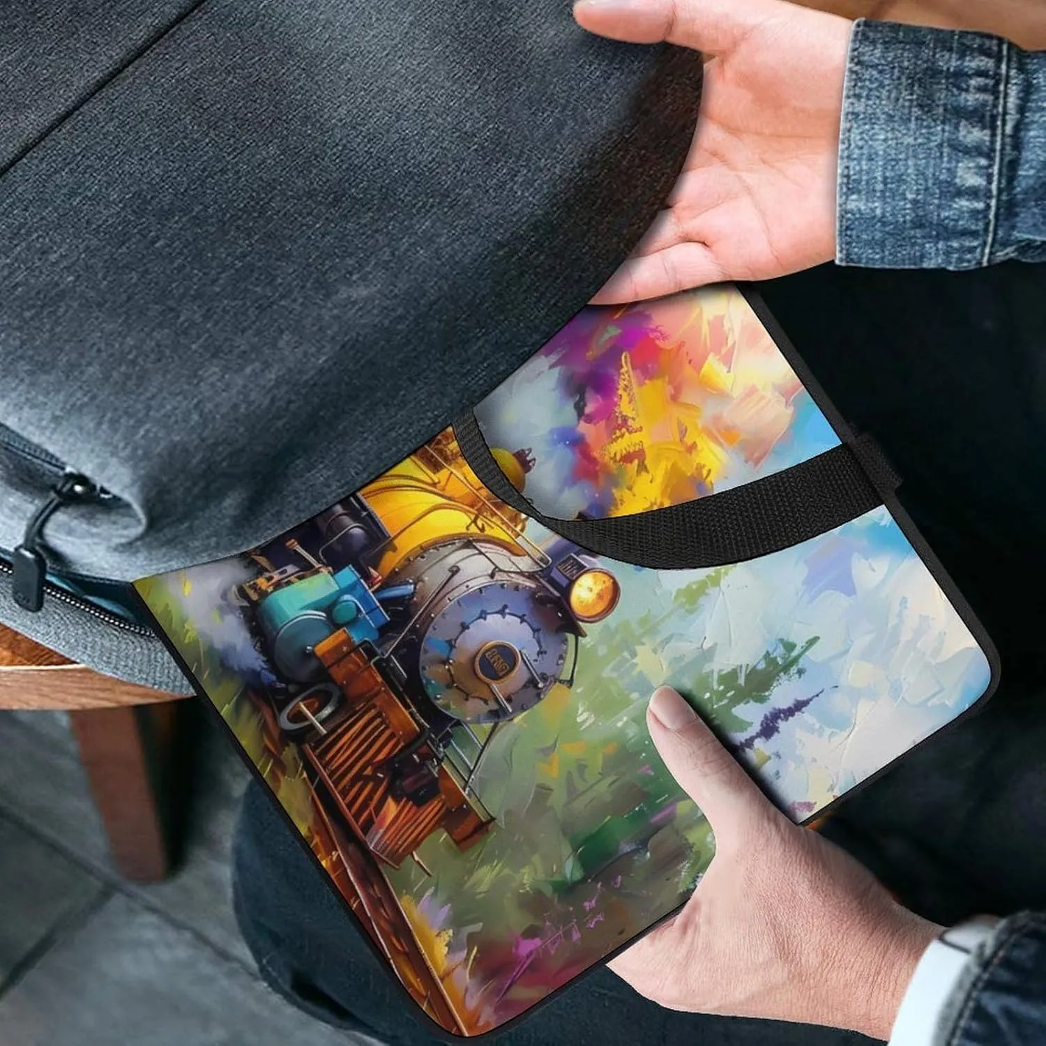 Smoke Steam Train Painting Laptop Sleeve Bag Printed Protective Laptop Case Briefcase Handbag for 10/12/13/15/17 Inch