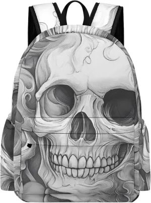 Smoky Skull Head Backpack for Mens Womens Shoulder Backpacks Travel Bag Laptop 16.5x11.8x5.9in