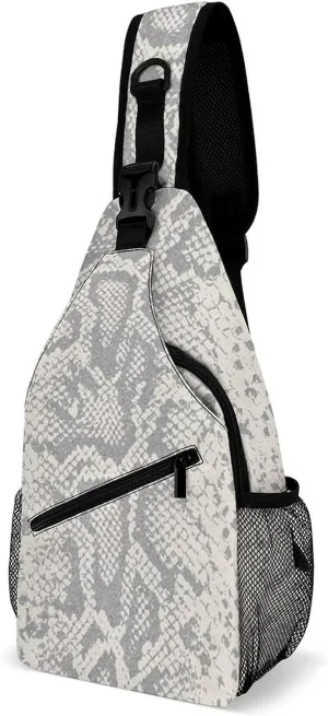 Snakeskin Print Sling Backpack Mans Woman Crossbody Backpack Chest Bag Running Daypack Hiking Bag Casual Daypacks Leisure Backpacks