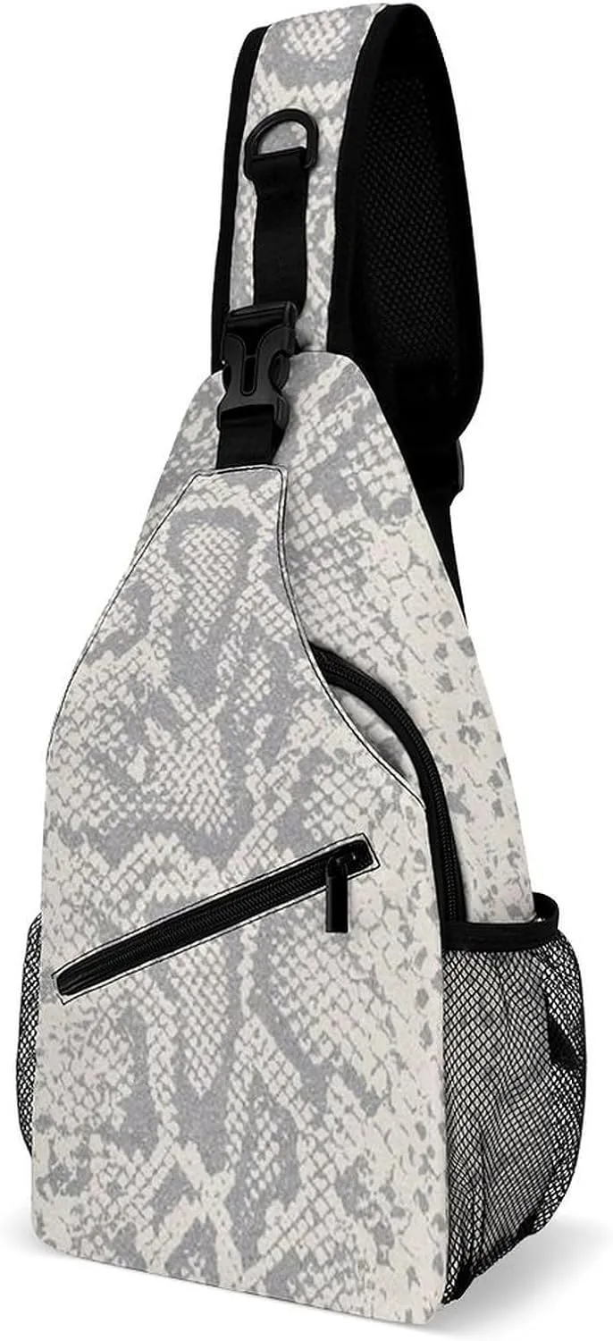 Snakeskin Print Sling Backpack Mans Woman Crossbody Backpack Chest Bag Running Daypack Hiking Bag Casual Daypacks Leisure Backpacks