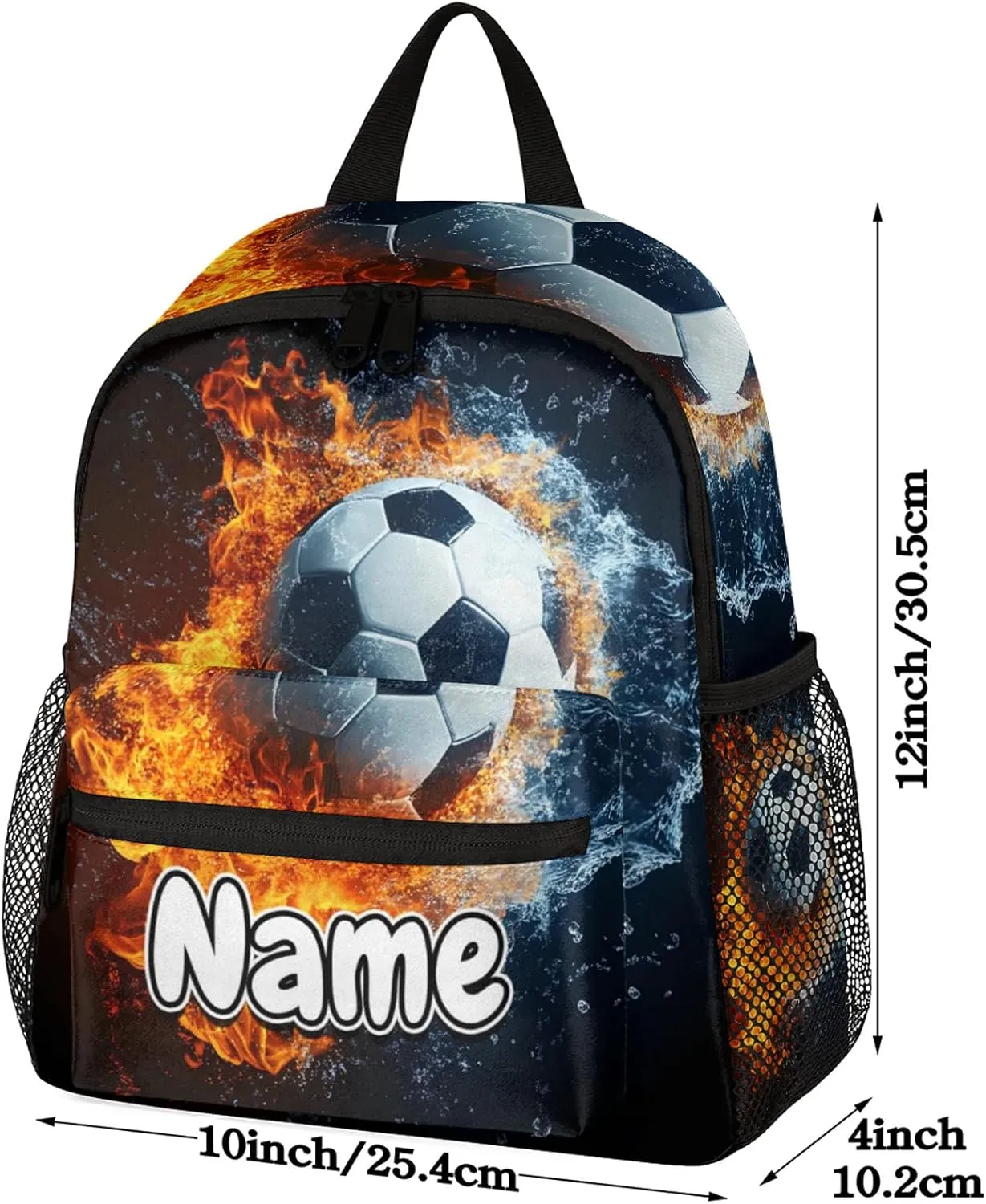 Soccer Personalized Backpack Bag with Name Lightweight Custom Shoulder Bags Waterproof Casual Backpacks Travel Laptop Bag for Work Picnic 12in