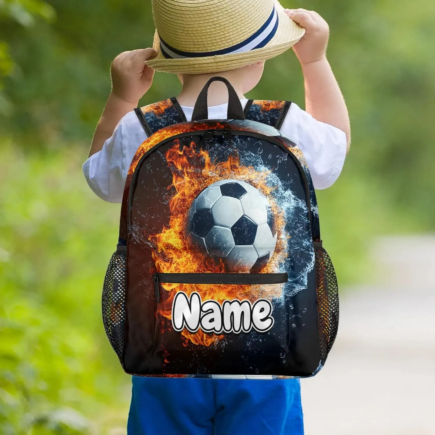 Soccer Personalized Backpack Bag with Name Lightweight Custom Shoulder Bags Waterproof Casual Backpacks Travel Laptop Bag for Work Picnic 12in