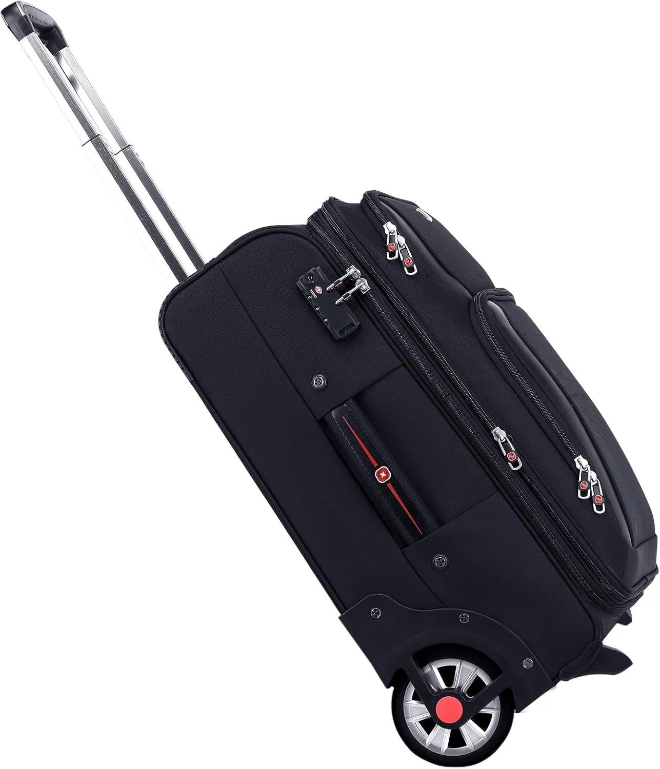 Softside Expandable Luggage with Large Spinner Wheels Checked-Luggage Suicase (Black, 25-Inch)
