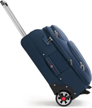 Softside Expandable Luggage with Large Spinner Wheels Checked-Luggage Suicase (Blue, 25-Inch)