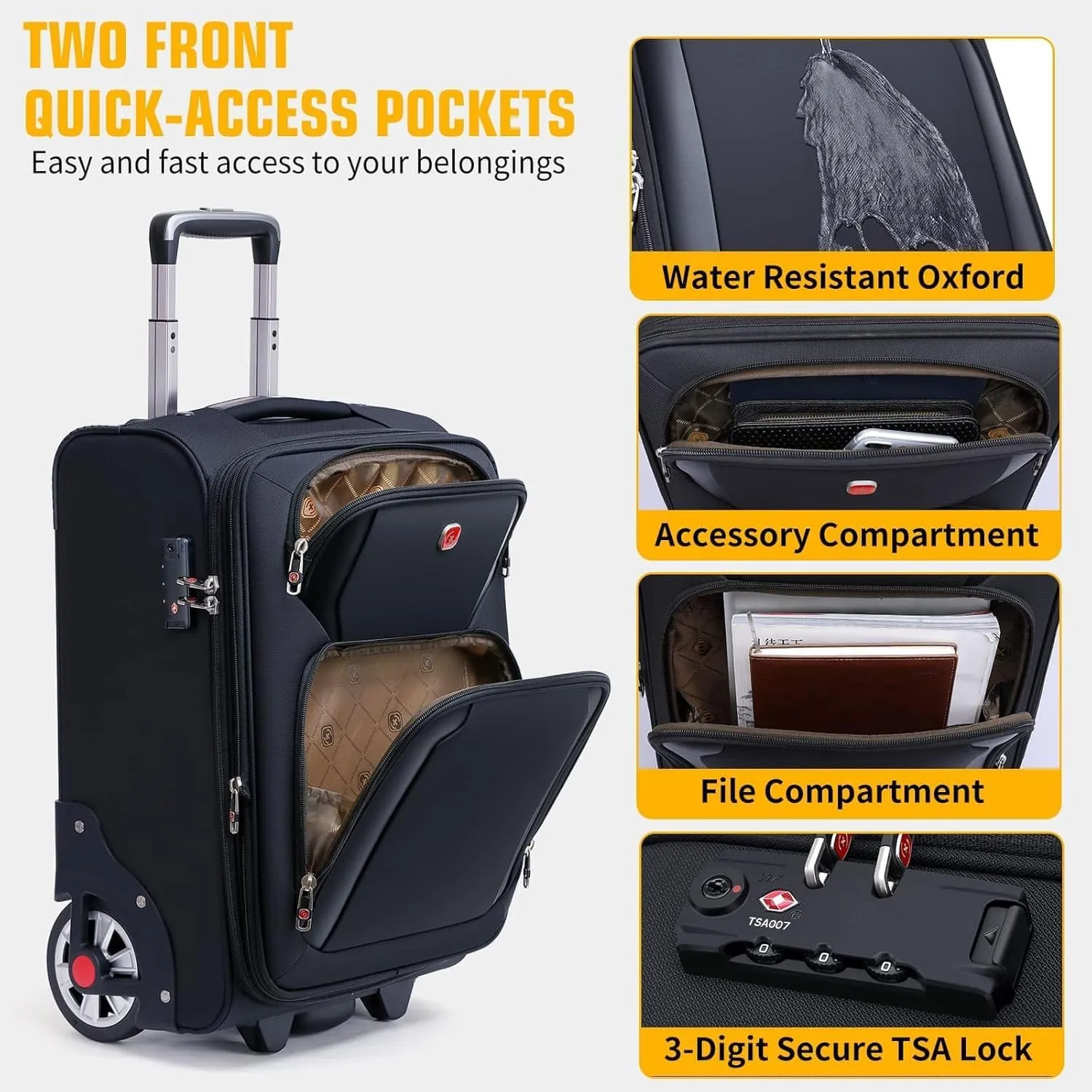 Softside Expandable Luggage with Large Spinner Wheels Checked-Luggage Suicase (Blue, 25-Inch)