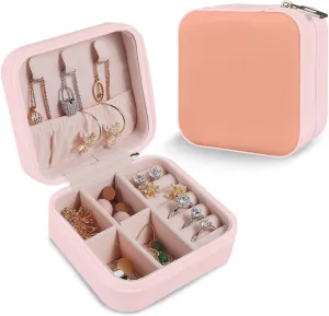 Solid color of flesh pink jewelry storage box for Ladies Small Travel Jewelery Organizer for women for Gifts for Girls