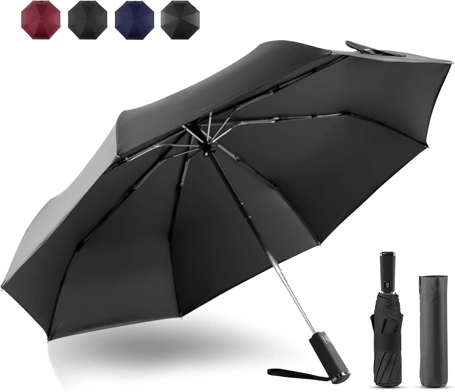 SoulRain NEW Premium Folding and Portable Automatic Umbrella Windproof Travel Umbrella - Safety Easy Close，Strong, Folding Umbrella for Backpack, Purse Umbrellas for Rain, Compact - Men and Women