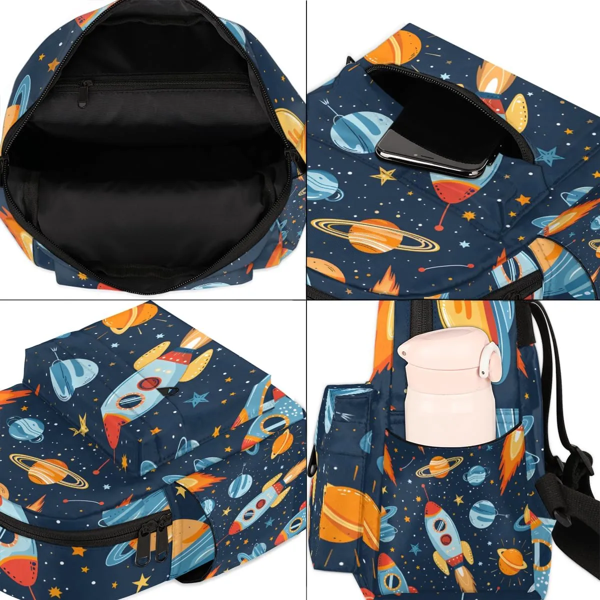 Space Rocket Mini Backpack Purse for Women Universe Planet Fashion Lightweight Small Backpacks Shoulder Bag for Travel Work Shopping
