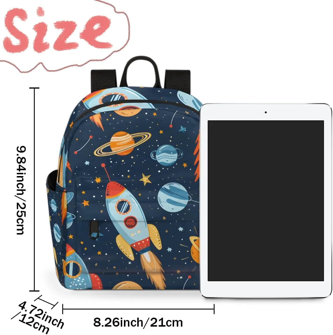 Space Rocket Mini Backpack Purse for Women Universe Planet Fashion Lightweight Small Backpacks Shoulder Bag for Travel Work Shopping
