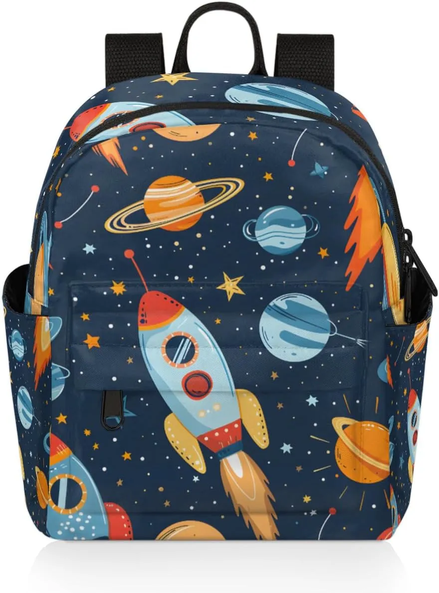 Space Rocket Mini Backpack Purse for Women Universe Planet Fashion Lightweight Small Backpacks Shoulder Bag for Travel Work Shopping