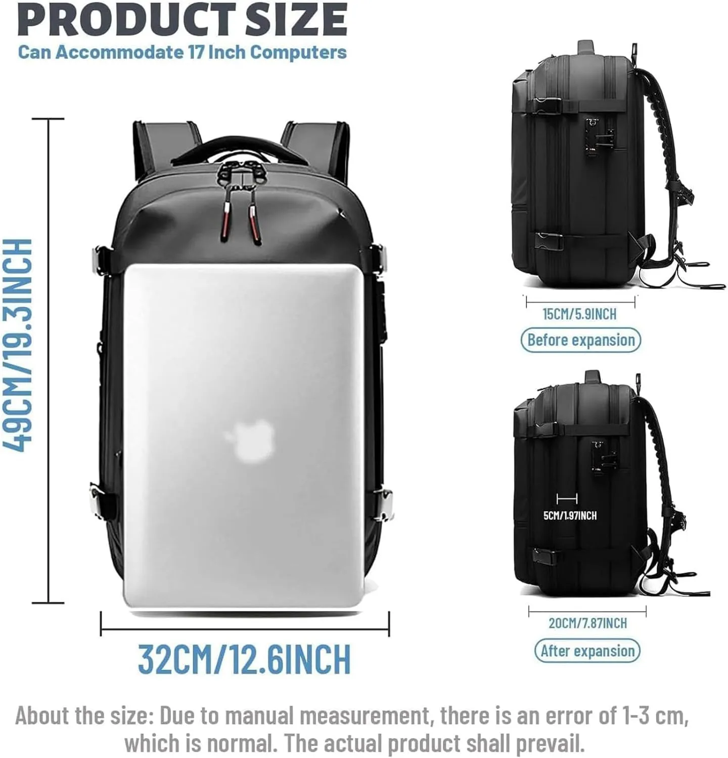Space Vac Pro Backpack, Spacevac Pro Backpack, with Vacuum Seal Compression, 17”Laptop Vacuum Backpacks Travel with TSA Lock (NO Pump, C)