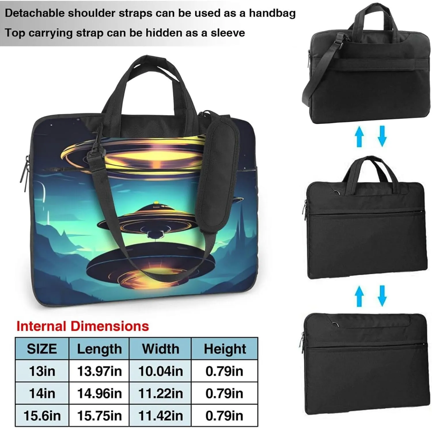 Spacecraft Descend Laptop Shoulder Bag Portable Laptop Bag Laptop Case Crossbody Briefcase w/Strap Handle