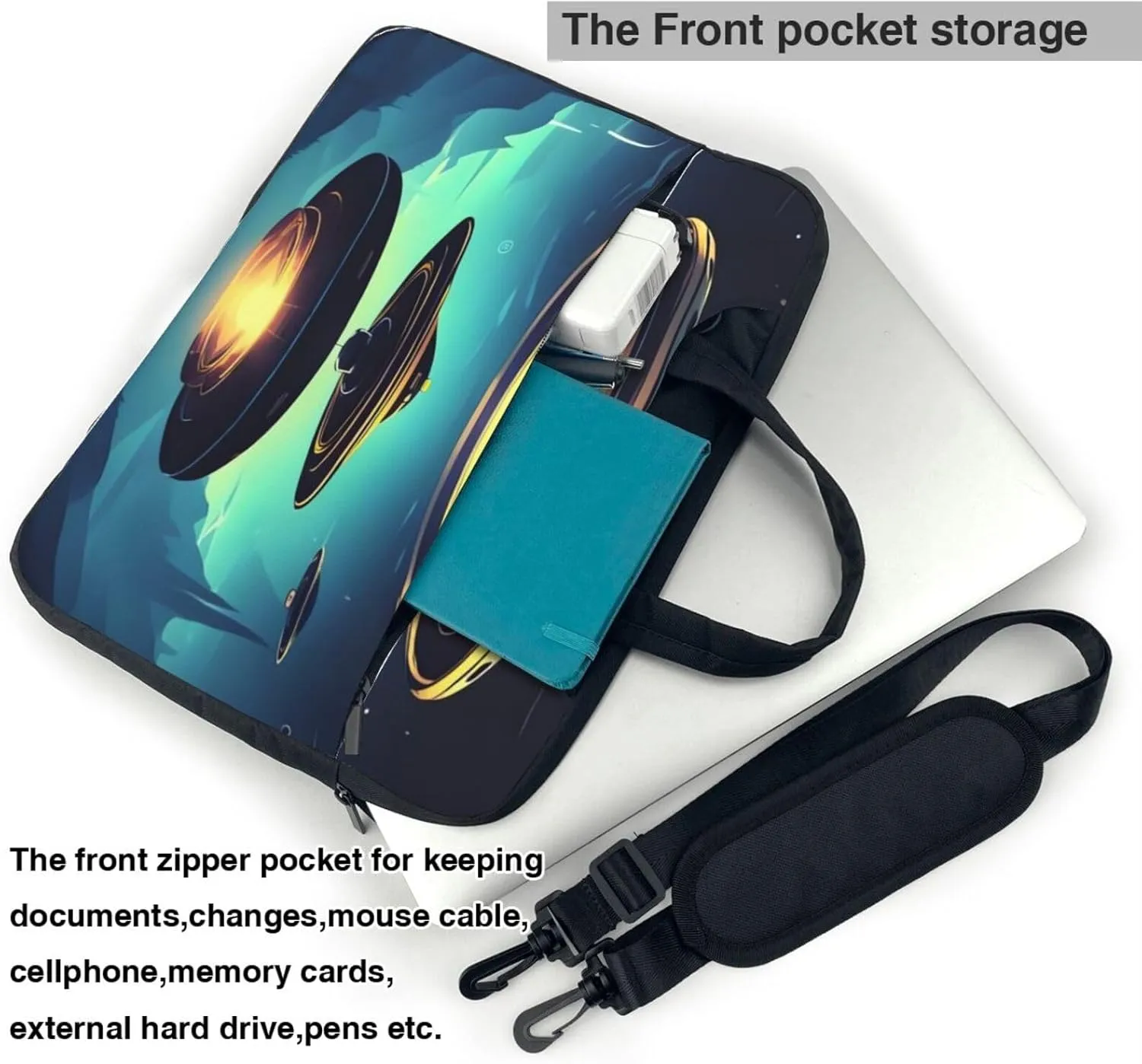 Spacecraft Descend Laptop Shoulder Bag Portable Laptop Bag Laptop Case Crossbody Briefcase w/Strap Handle