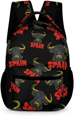 Spain Spanish Bull Casual Backpack Travel Laptop Cute Basic Shoulder Bag for Work Women & Men