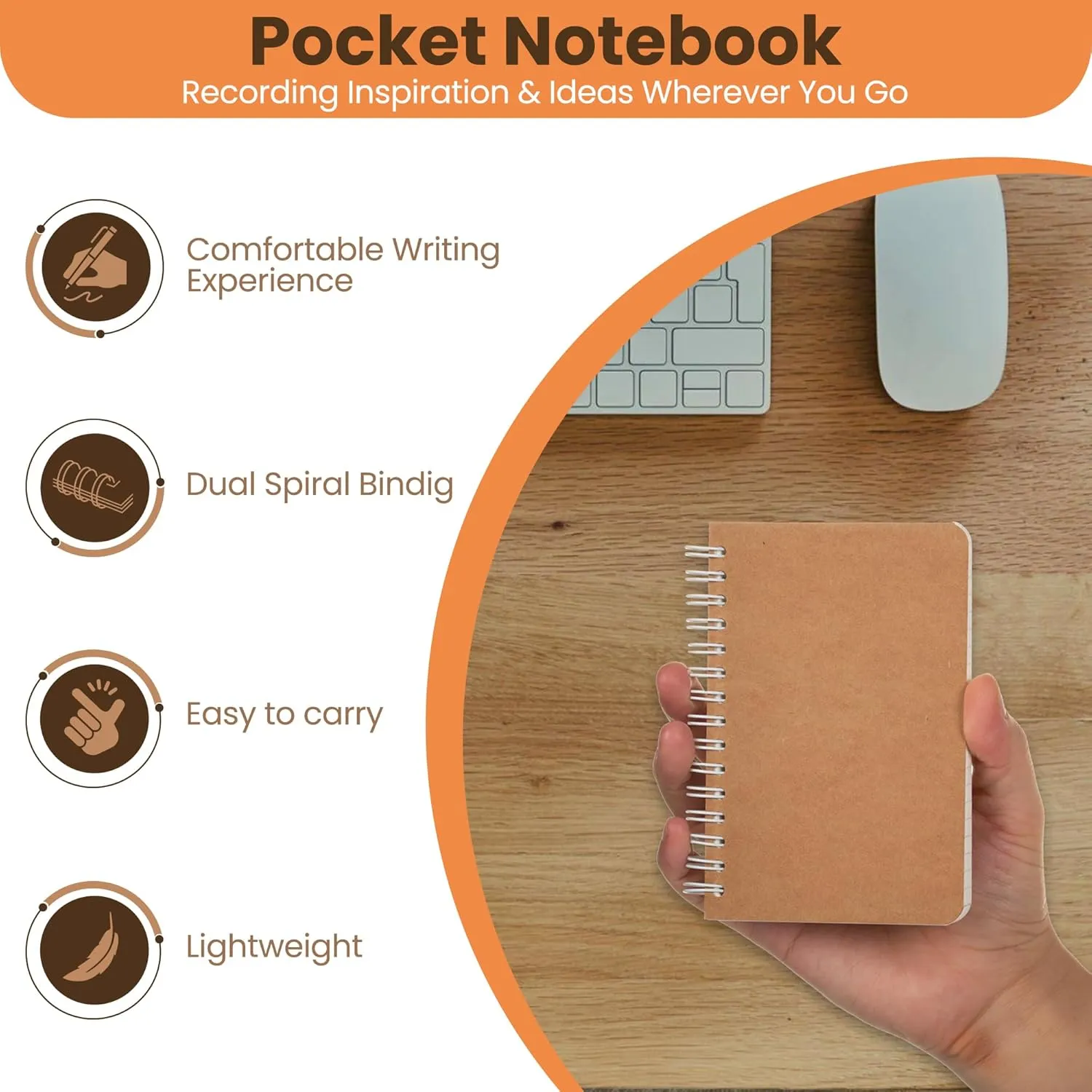Spiral Notebook, 5 Pack Small Pocket Size Notebooks for Writing Drawing Note Taking, 3.5”x5.5”, 180 Ruled Pages, 90 Sheets