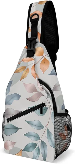 Spring Floral Patterns Sling Bag Lightweight Crossbody Chest Pack Travel Shoulder Bag with Adjustable Strap