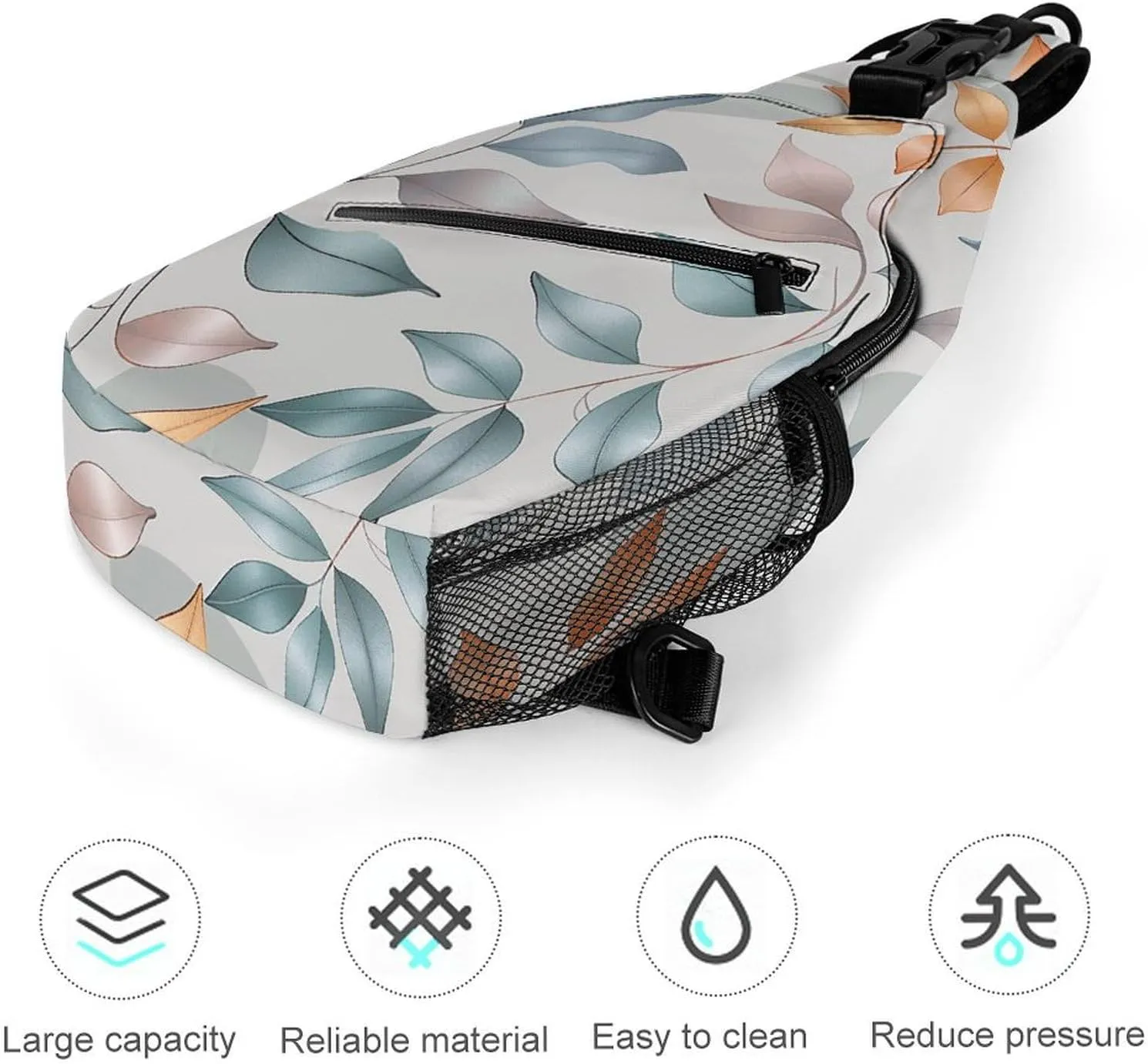 Spring Floral Patterns Sling Bag Lightweight Crossbody Chest Pack Travel Shoulder Bag with Adjustable Strap