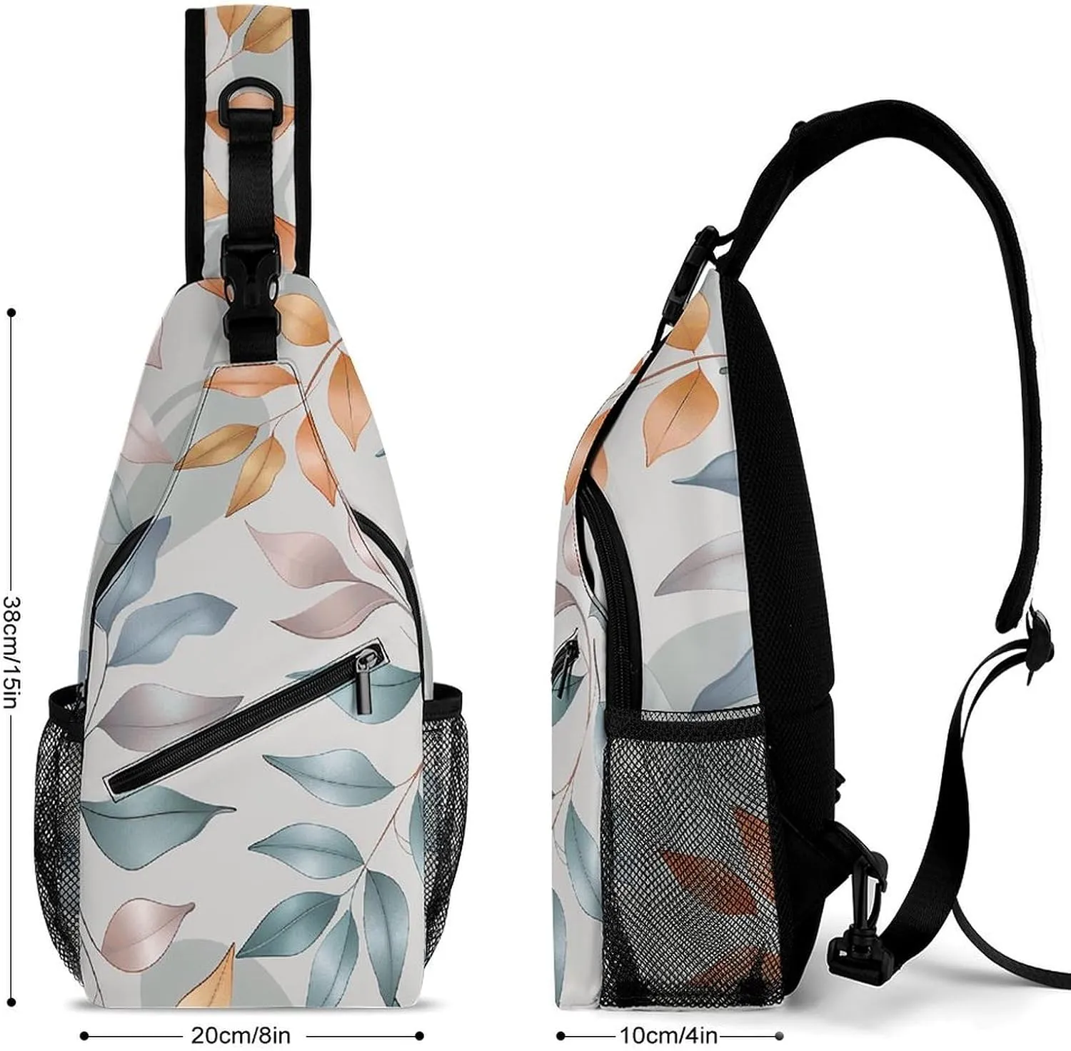 Spring Floral Patterns Sling Bag Lightweight Crossbody Chest Pack Travel Shoulder Bag with Adjustable Strap