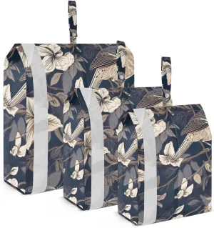 SPRIPORT White Flower Sparrow 3 Set Compression Packing Cubes for Travel Lightweight Luggage Organizer Bags for Carry on Suitcase Travel Accessories for Vacation Man Woman Clothes