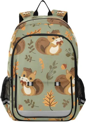 Squirrel Acorns Oak Leaves Laptop Backpack Purse for Women Men School Bag 17 Inch Bookbag Student Boys Girls Travel Casual Daypack