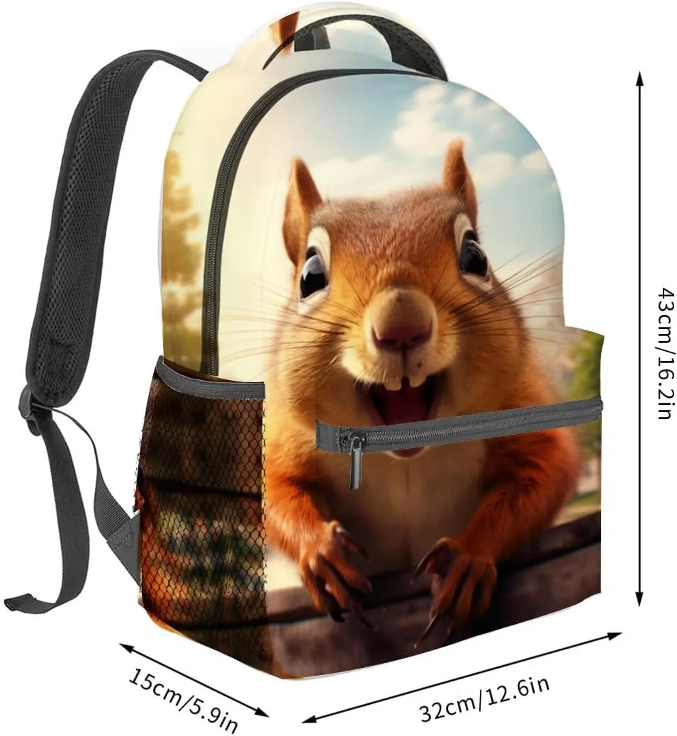 Squirrel Backpack Travel Backpacks Laptop Rucksack,School Bookbag for Women Kids Boys Girls,Cute Animal Back Pack Accessories Bags,Ideal Gifts for Work, Outdoor Adventures