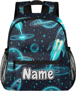 Starry Sky Rocket Personalized Backpack Bag with Name Lightweight Custom Shoulder Bags Waterproof Casual Backpacks Travel Laptop Bag for Work Picnic 12in