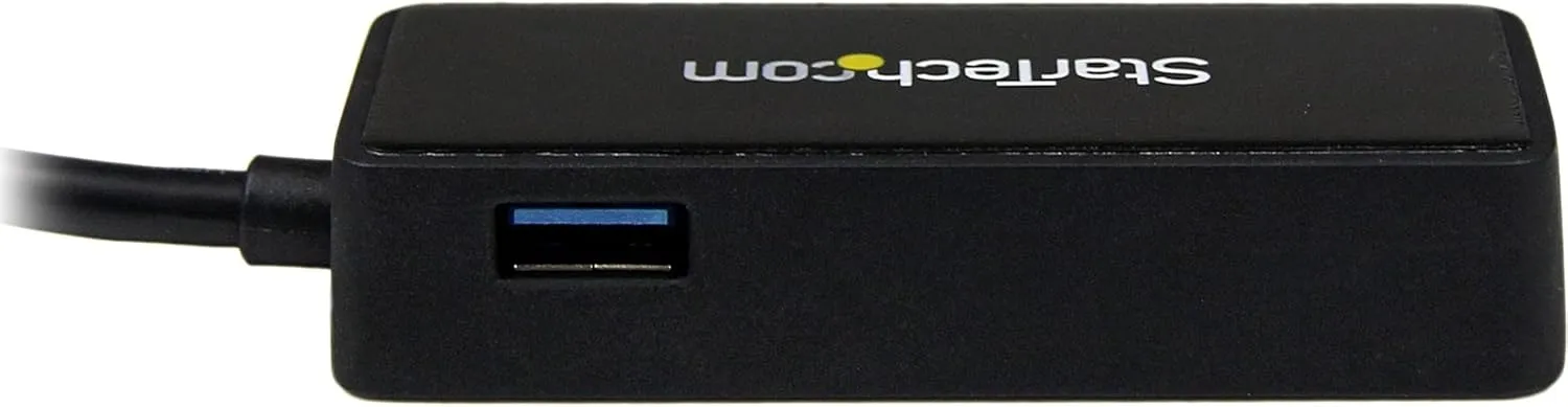 StarTech.com USB 3.0 Ethernet Adapter - USB 3.0 Network Adapter NIC with USB Port - USB to RJ45 - USB Passthrough (USB31000SPTB), Black, 0.7" x 1.4" x 5" x 5"