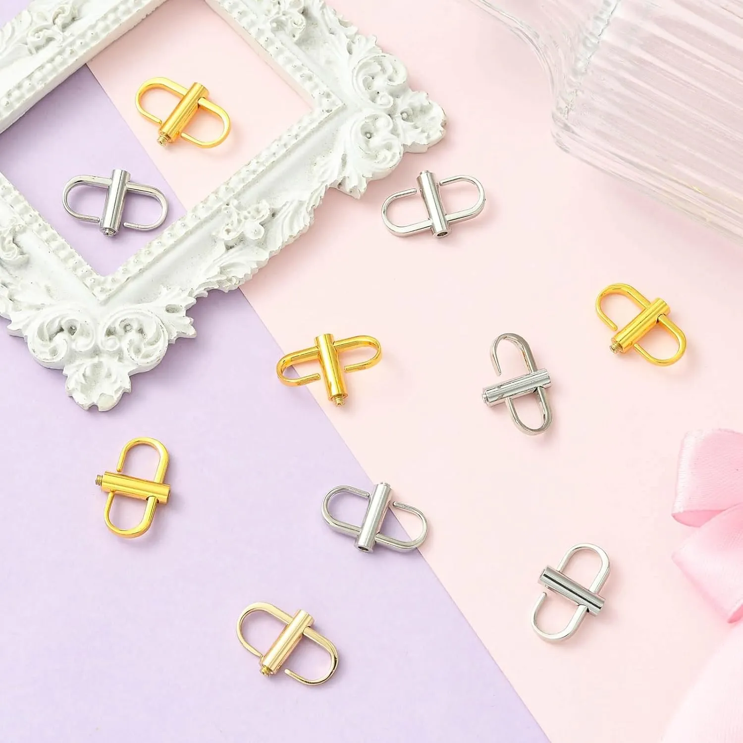Stiesy 10 Pcs Adjustable Purse Chain Shortener Buckles Chain Links Tiny Clip to Shorten Length Alloy Bag Strap Converters for Handbags/Backpacks DIY Bag Accessories