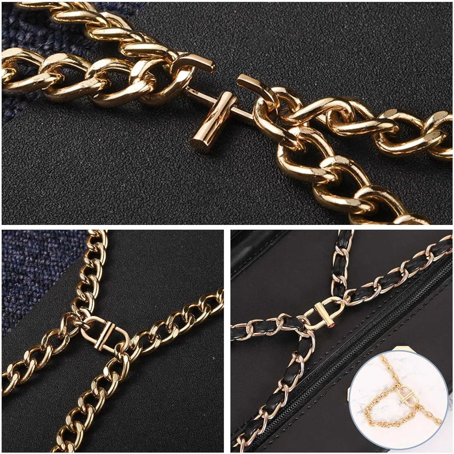 Stiesy 10 Pcs Adjustable Purse Chain Shortener Buckles Chain Links Tiny Clip to Shorten Length Alloy Bag Strap Converters for Handbags/Backpacks DIY Bag Accessories
